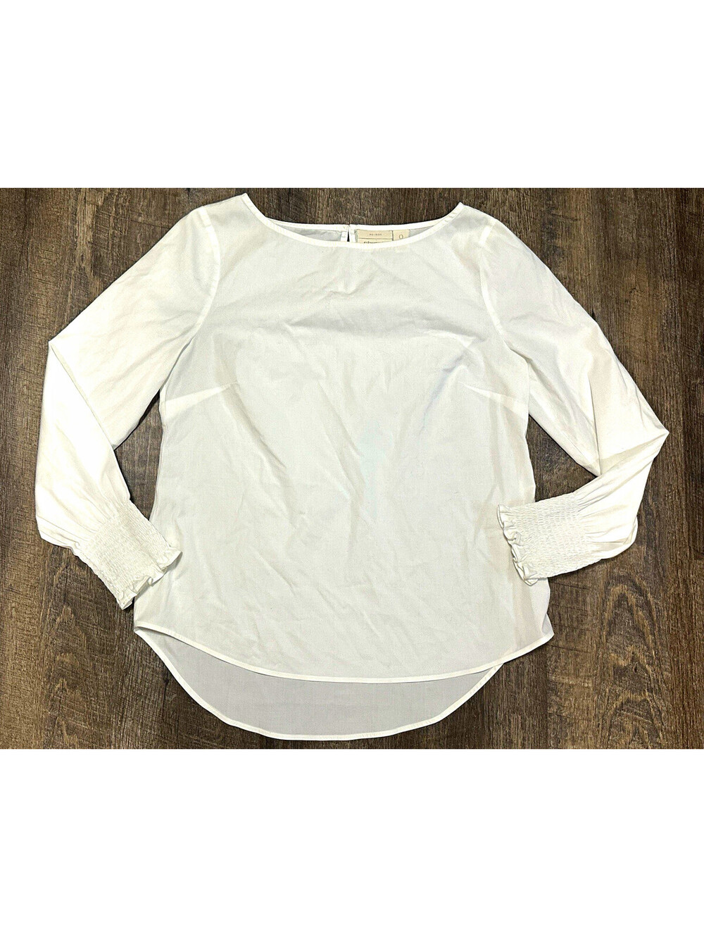 Chico’s Women’s No-Iron White Round Neck Long Sleeve Blouse Cotton Size 0